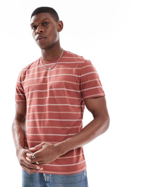 New Look - T-shirt marrone ruggine a righe - view 1
