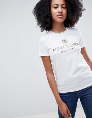 New Look T-shirt med New York-tryck-Vit
