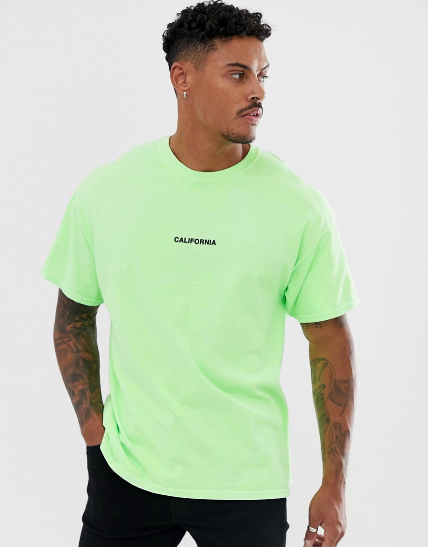 New Look - T-shirt met California-print in neongroen