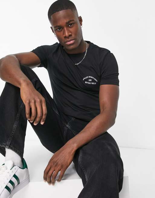 New Look - T-shirt met collegestijl print in zwart
