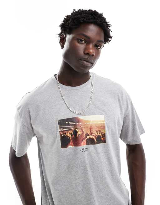 New Look - T-shirt met Engeland 1990-print in lichtgrijs