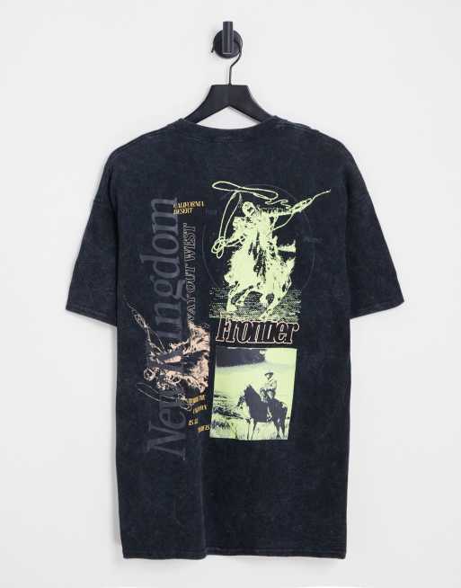 New Look - T-shirt met Frontier-print in zwart