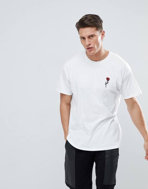 Verniel Modieus faillissement New Look - T-shirt met geborduurde roos in wit | ASOS