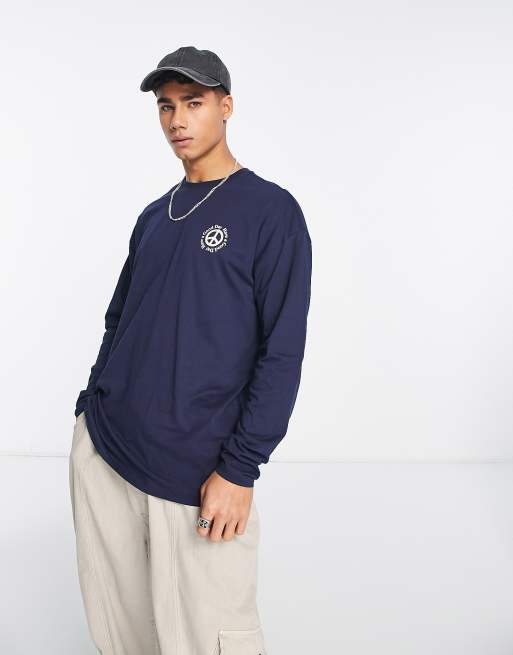 New Look - T-shirt met lange mouwen en 'Good Day' print in marineblauw