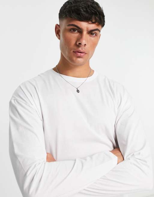 New Look - T-shirt met lange mouwen in wit