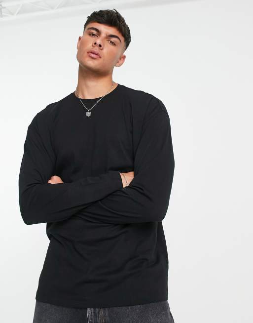 New Look - T-shirt met lange mouwen in zwart