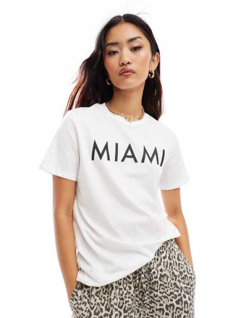 New Look - T-shirt met Miami-print in wit