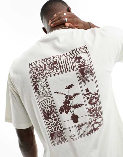 New Look - T-shirt met Natures Formations-print op de achterkant in gebroken wit