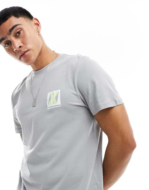 New Look - T-shirt met 'New Existence'-print in lichtgrijs 