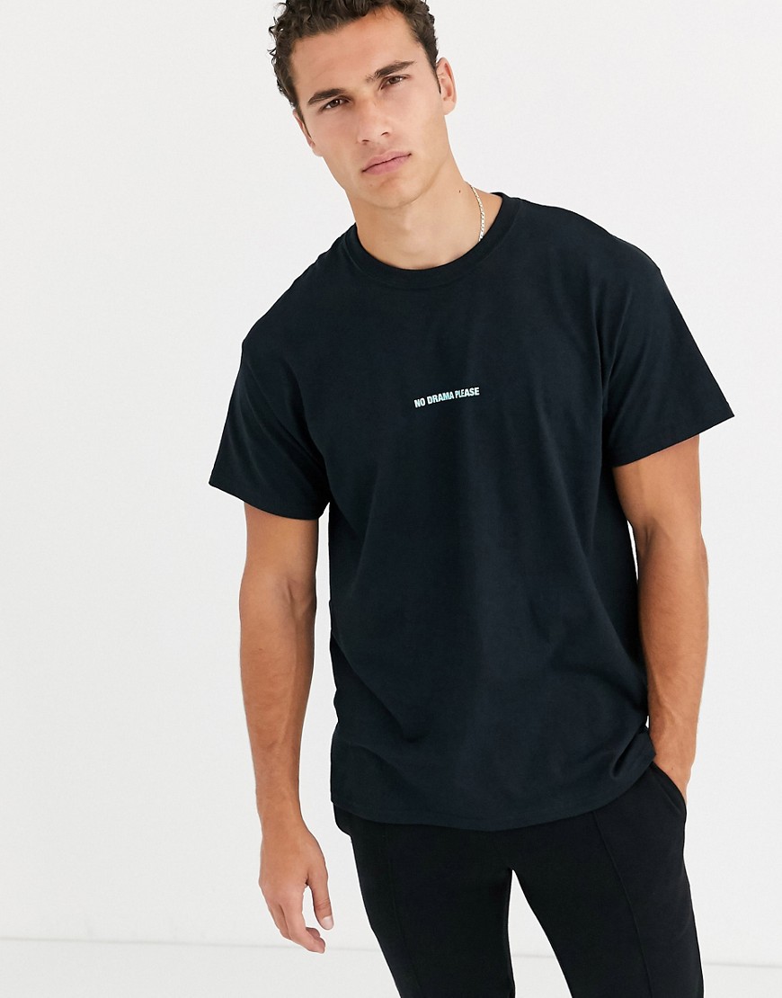 New Look - t-shirt met no drama-tekst in zwart