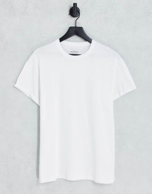 New Look - T-shirt met omgeslagen mouwen in wit