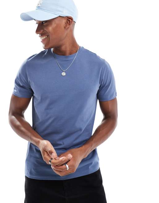 New Look - T-shirt met ronde hals in vintage indigo