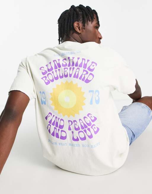 New Look - T-shirt met 'Sunset Boulevard'-print in ecru