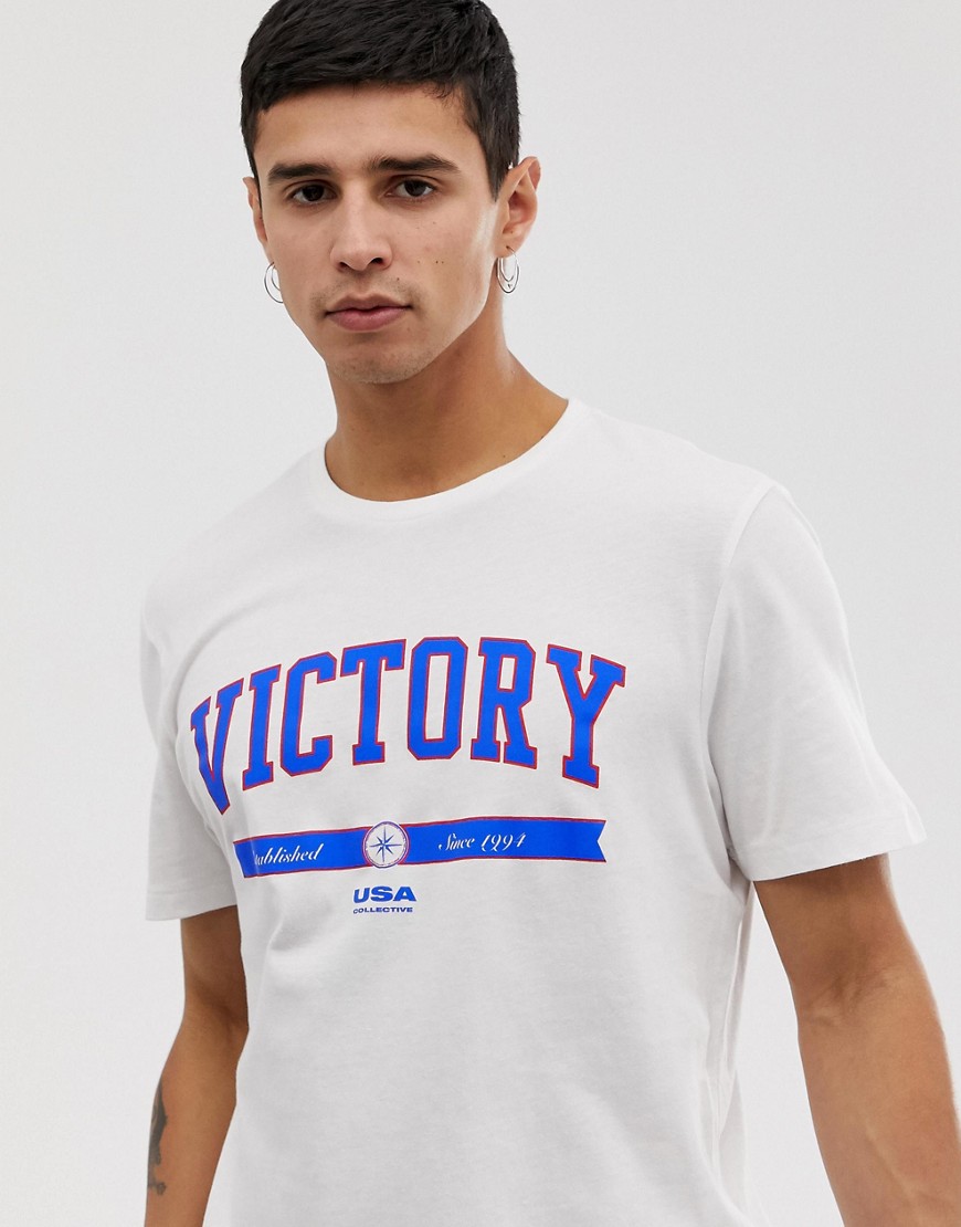 New Look - T-shirt met Victory-print in wit