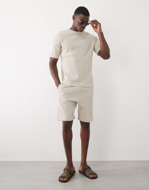 New Look - T-shirt met wafelstructuur in stone, deel van co-ord set, 2 van 7