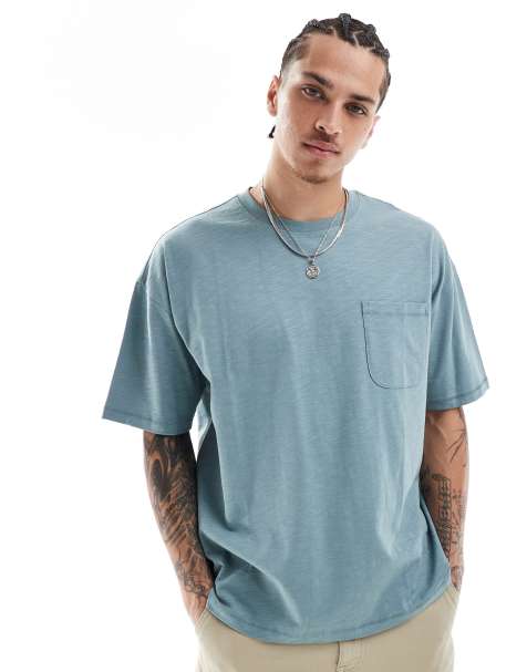 New Look - T-shirt met zak in blauw - view 1