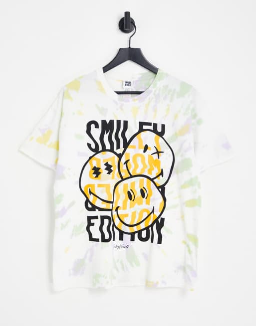 New Look - T-shirt multicolore tie-dye con smile
