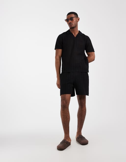 New Look - T-shirt nera con colletto all'uncinetto in coordinato, 2 di 5