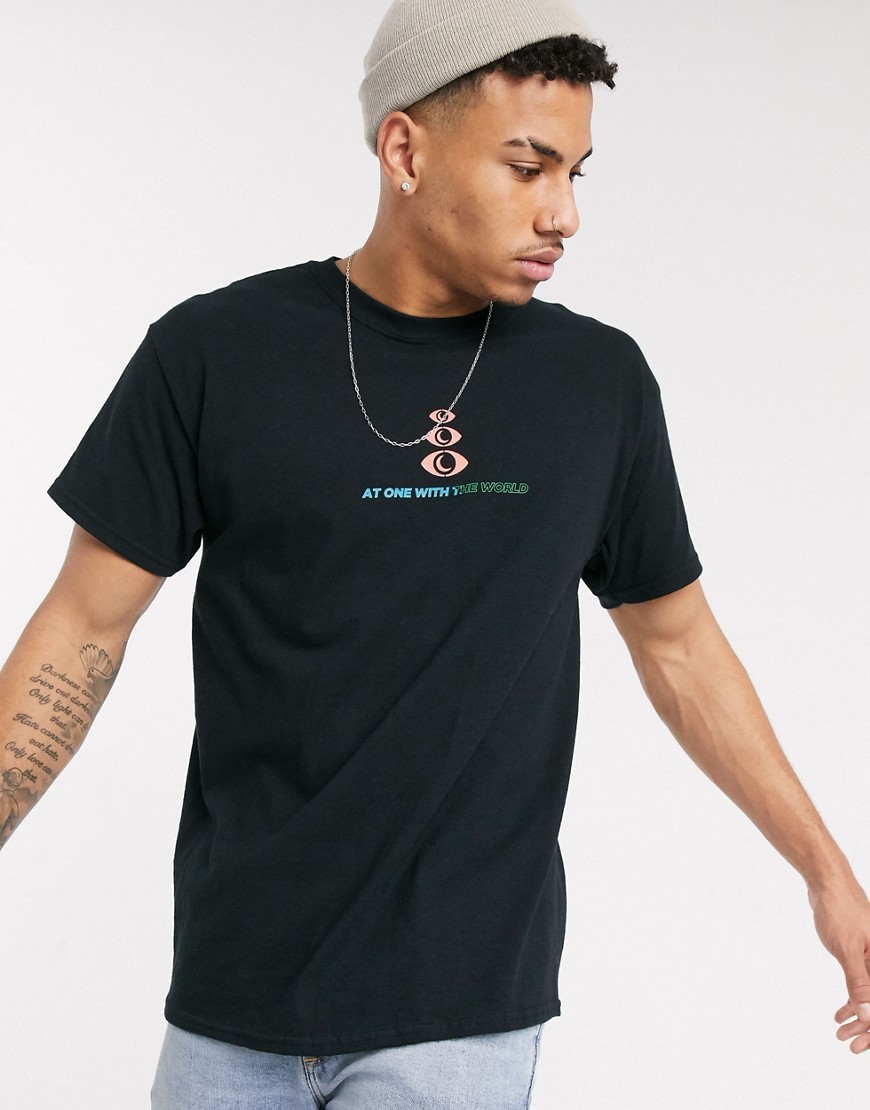 New Look - T-shirt nera con scritta zen sul davanti e sul retro-Nero