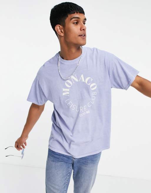 New Look - T-shirt oversize à imprimé Monaco - Bleu clair