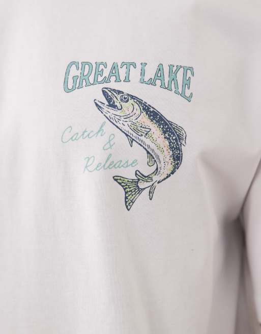 New Look - T-shirt oversize à logo Lake - Blanc, 3 de 5
