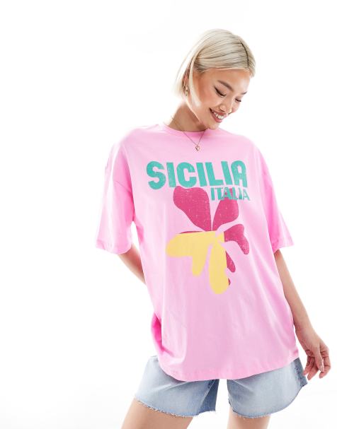 New Look - T-shirt oversize à logo - Rose - view 1