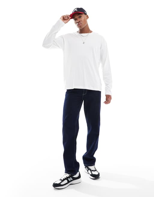 New Look - T-shirt oversize a maniche lunghe bianca con scritta "NY", 3 di 4
