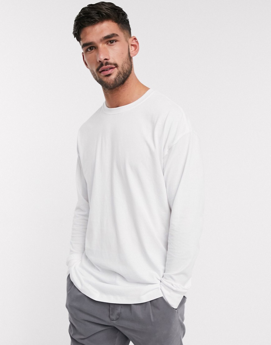 New Look - T-shirt oversize a maniche lunghe con polsini bianca-Bianco