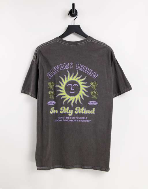 New Look - T-shirt oversize avec imprimé dans le dos - Gris