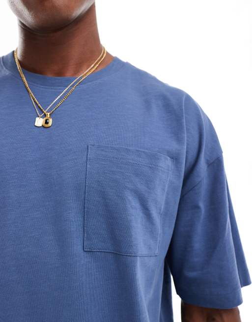 New Look - T-shirt oversize avec poche - Indigo vintage, 3 de 4