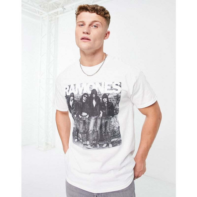 Uomo T-shirt e Canotte New Look - T-shirt oversize con stampa dei Ramones colore bianco