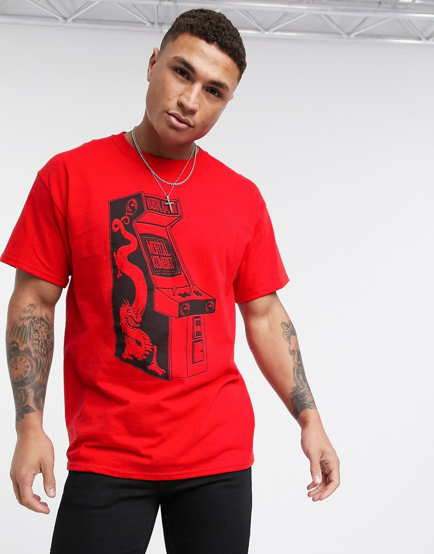 New Look - T-shirt oversize con stampa Mortal Kombat rossa-Rosso