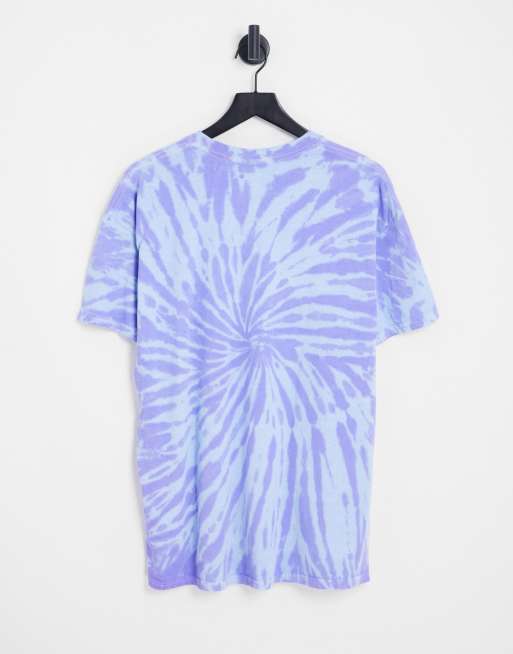 New Look - T-shirt oversize effet tie-dye à motif peace & love - Bleu, 3 de 4