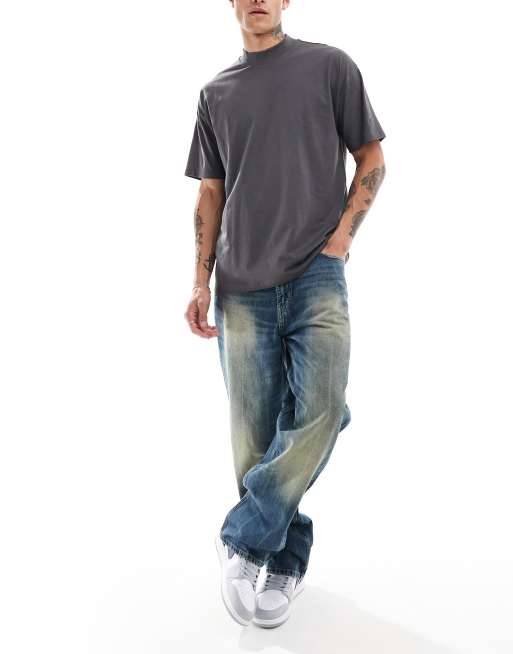 New Look - T-shirt oversize grigio scuro