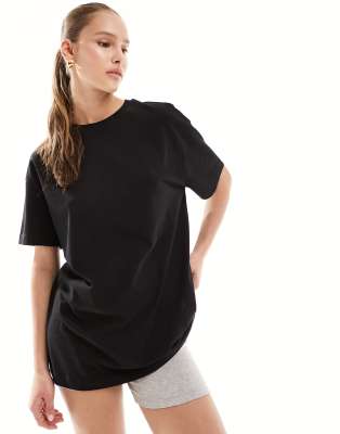 New Look - T-Shirt Oversize Nera A Tinta Unita-Nero
