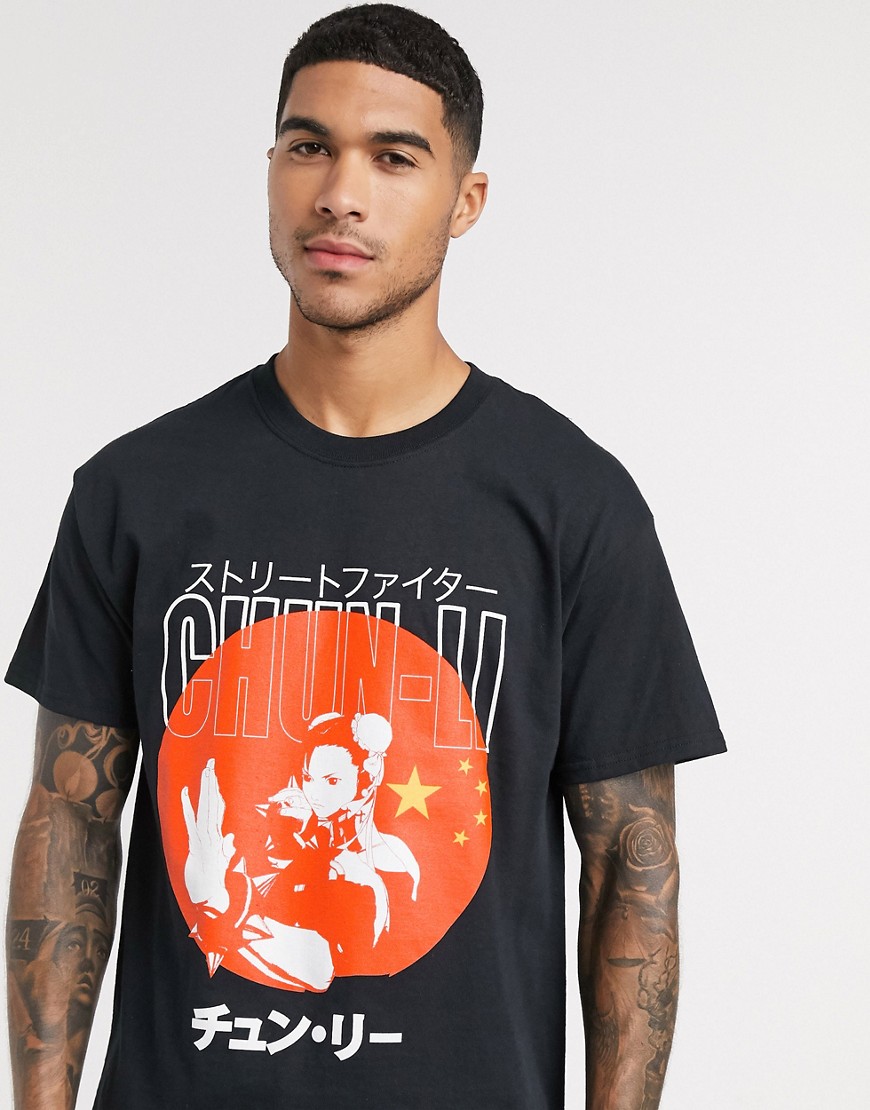 New Look - T-shirt oversize nera con anime di Chun-Li-Nero