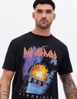 New Look oversized t-shirt with Def Leppard print in black - ASOS Price Checker