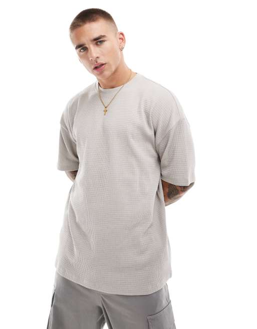 New Look - T-shirt oversize testurizzata color pietra