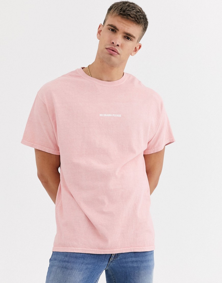 New Look - T-shirt rosa con scritta no drama