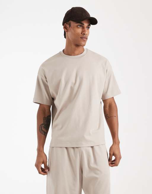 New Look - T-shirt squadrata oversize color tortora in coordinato