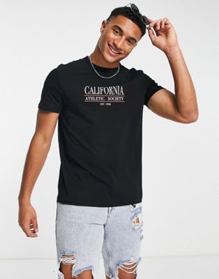 New Look t-shirt with California print in black