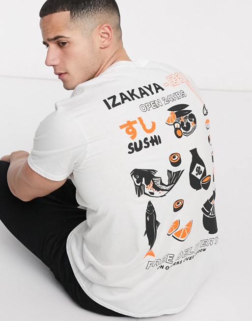 New Look t-shirt with font and back print in white