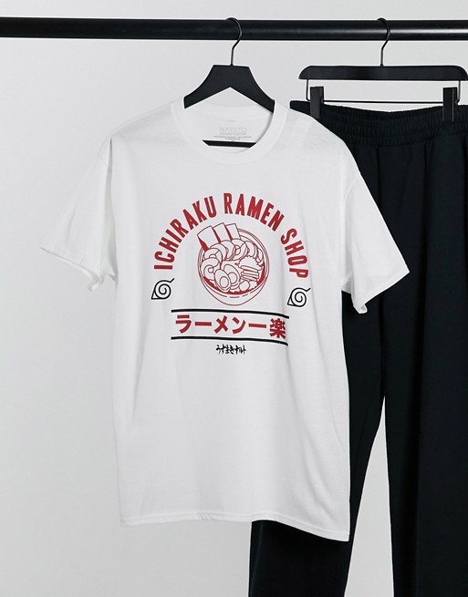 New Look oversized t-shirt with ramen shop print in white