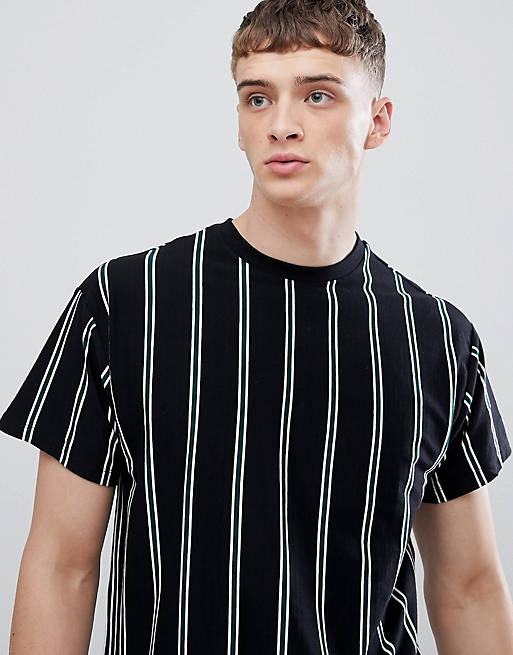 New Look T-Shirt With Vertical Stripes In Black | ASOS