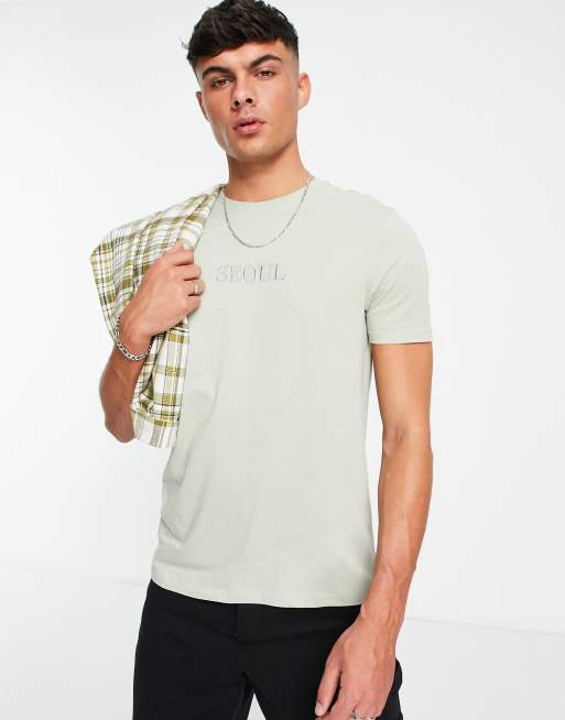 New Look – T-shirt z wyhaftowaną nazwą miasta, w jasnym kolorze khaki