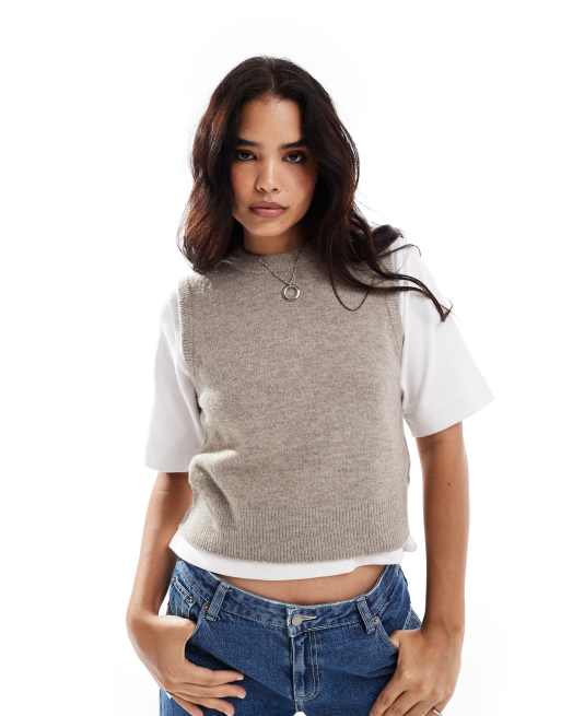 New Look tabard cropped singlet in mink