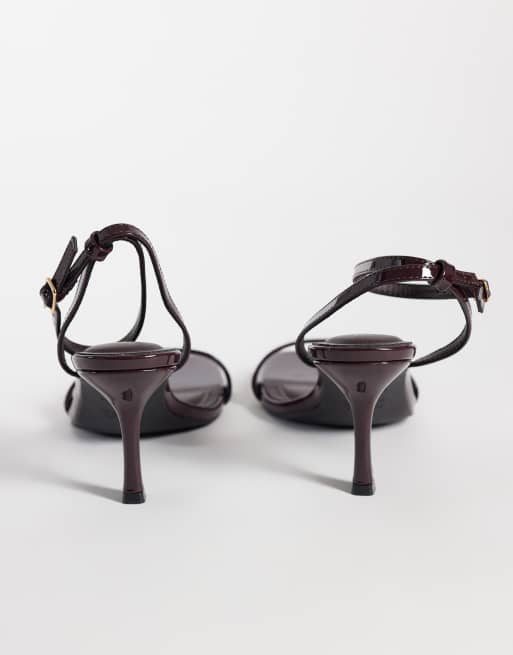 New Look tacco a stiletto verniciato bordeaux scuro, 4 di 5