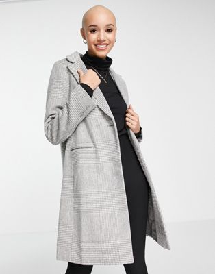 New Look tailored check coat in grey twill