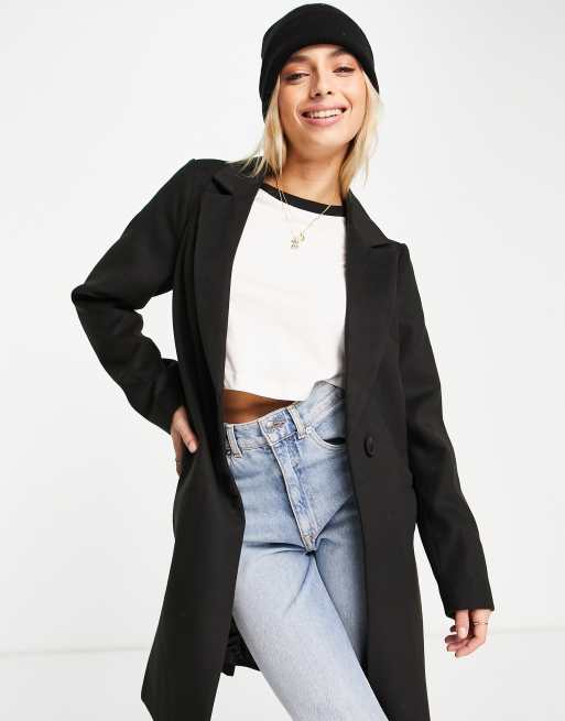 New look coat with tailored fit in on sale black