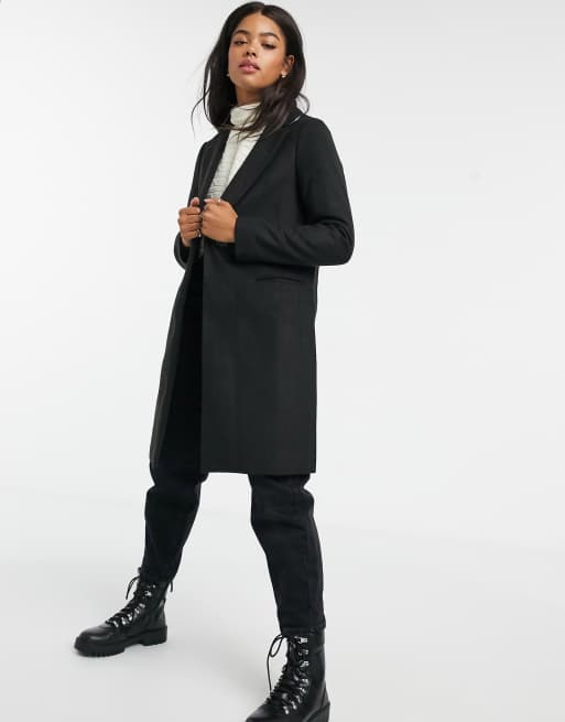 New look coat with tailored fit in on sale black